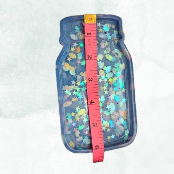 NEW Handmade Resin Mason Jar Tray With Unicorn, Star Goodies Blue Colors - Picture 4 of 6